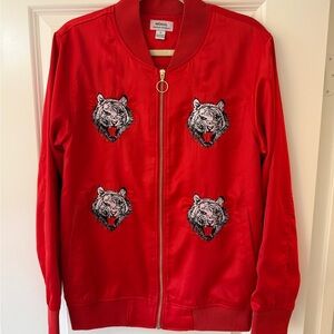 Mogul Red Satin Bomber Jacket